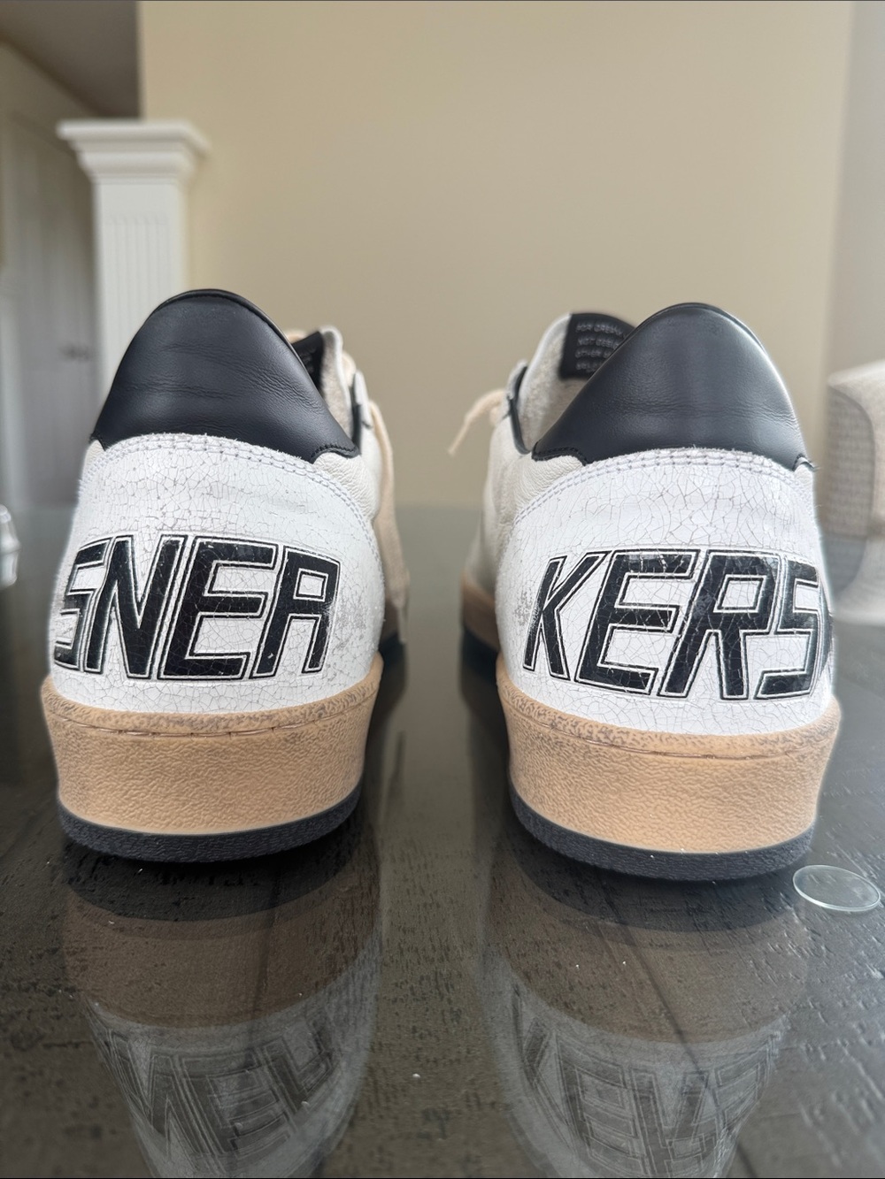Golden Goose Mens Ball Star Sneakers White, Black & Tan EU size 47 with Dust bag - Picture 5 of 16